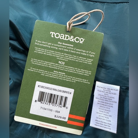 Toad&Co Breckinridge women’s jacket wool Hybrid puffy turquoise gray plaid NWT M - Picture 7 of 16